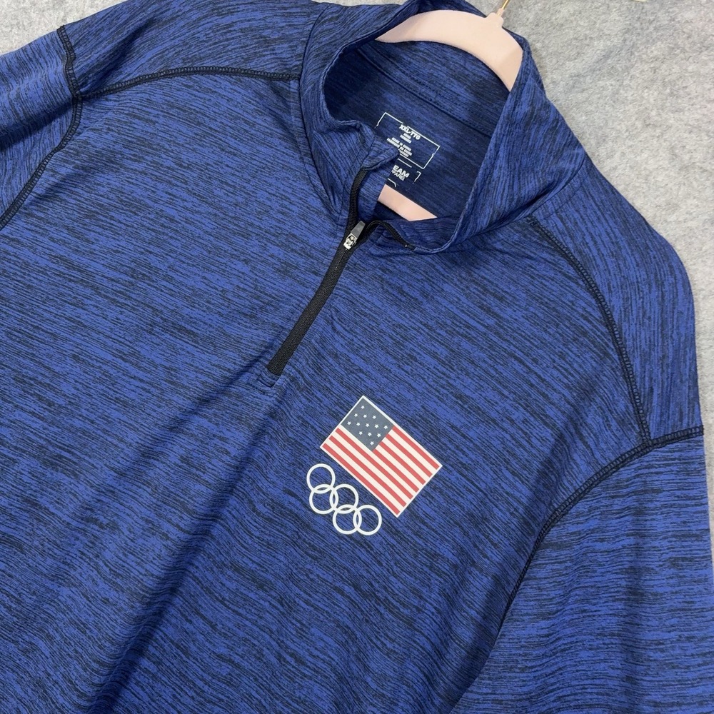 Olympics Team USA 1/4 Zip Pullover Mens XXL Blue Long Sleeve Lightweight Logo